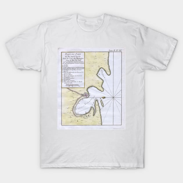 Vintage Map of Acapulco Mexico (1764) T-Shirt by Bravuramedia